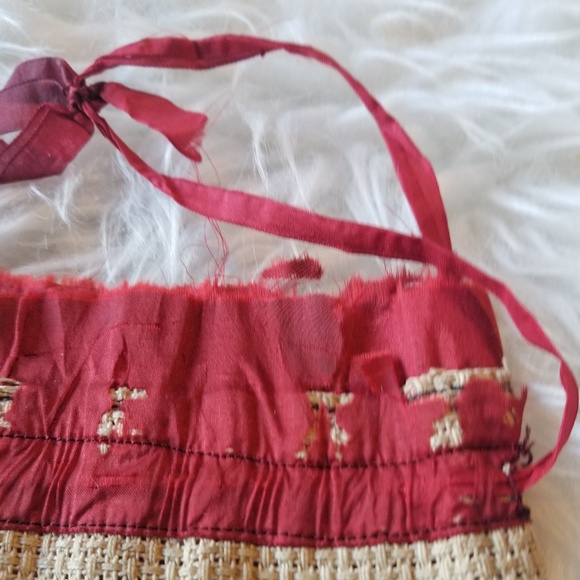 Antique Drawstring Bag Embroidered Woven - Picture 3 of 6